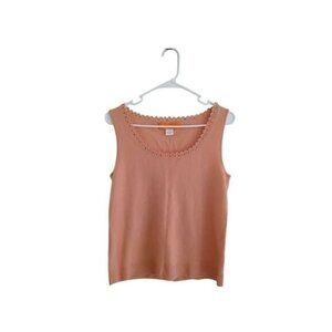 Cynthia Steffe Cashmere Knit Tank Top  Women's L Crochet Trim Luxury Soft Boho